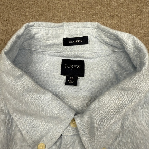 J. Crew Button Up Shirt Mens Size XL Blue Long Sleeve Linen - Picture 2 of 9